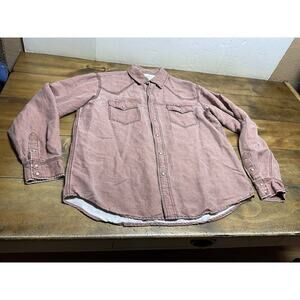 RYAN MICHAEL Red Silk Blend Western Snap Button Stitch Cowboy Shirt Size Large